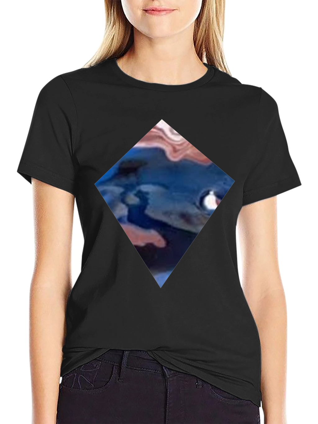Abstract Diamond Graphic Black T-Shirt