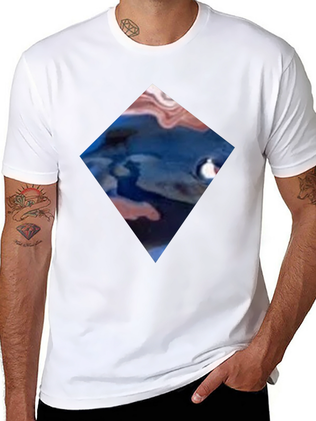 Abstract Diamond Graphic Black T-Shirt