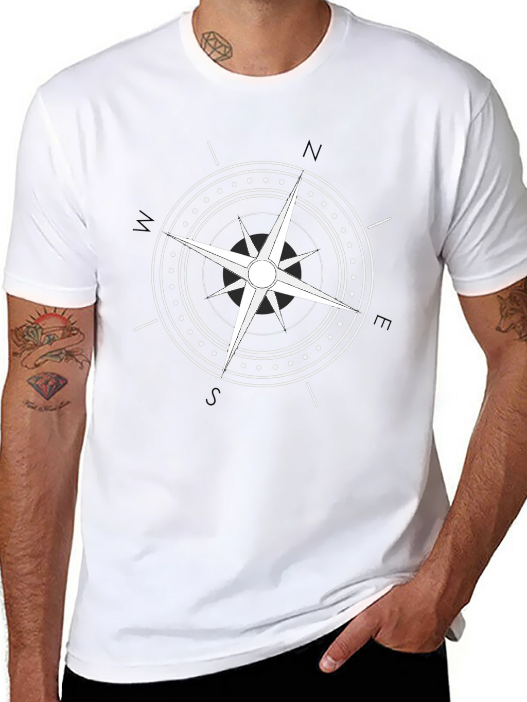 Compass Graphic Black Tee - Stylish Nautical Design