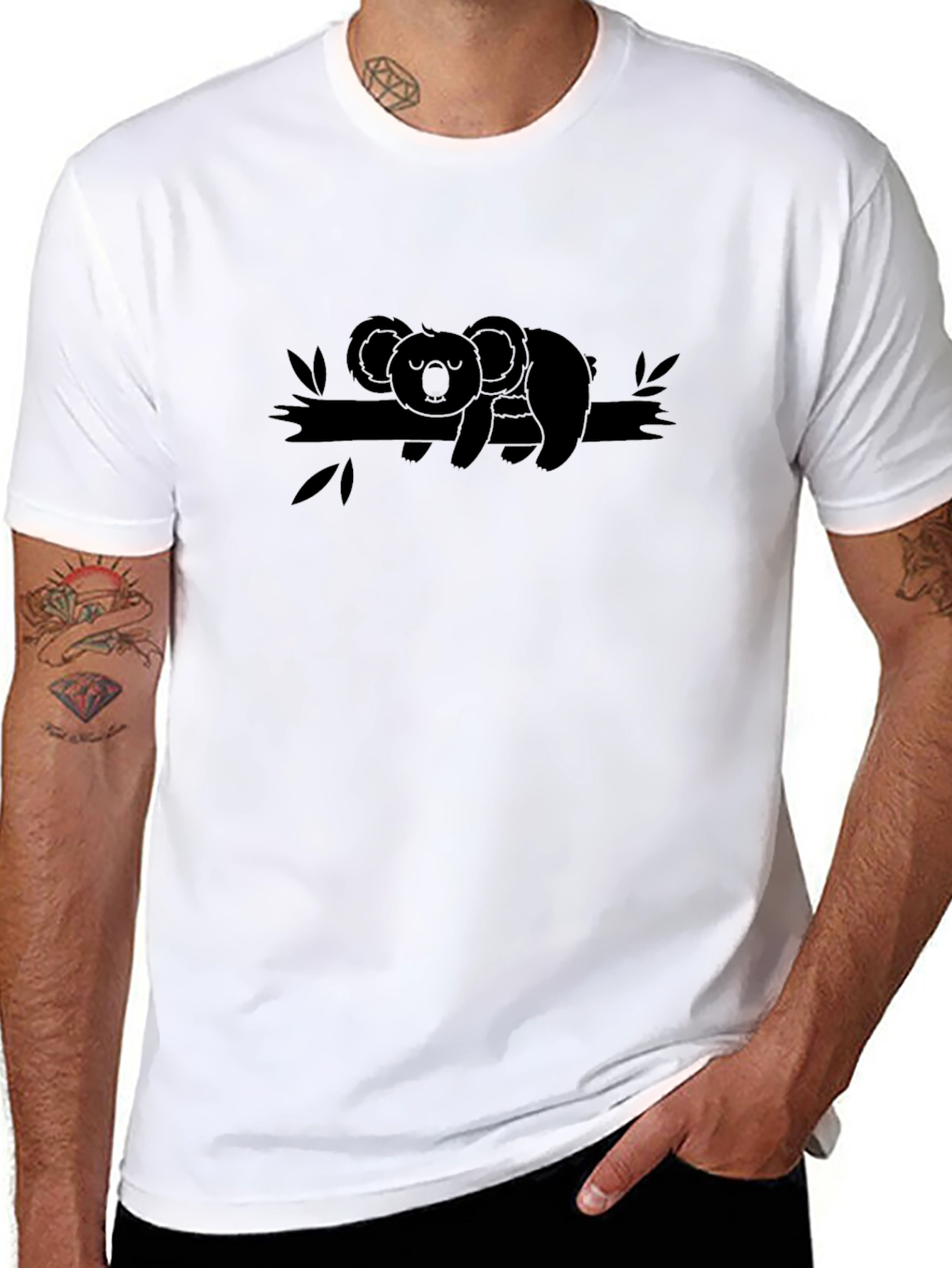 Koala on Branch Graphic Tee - Relaxed Fit Black