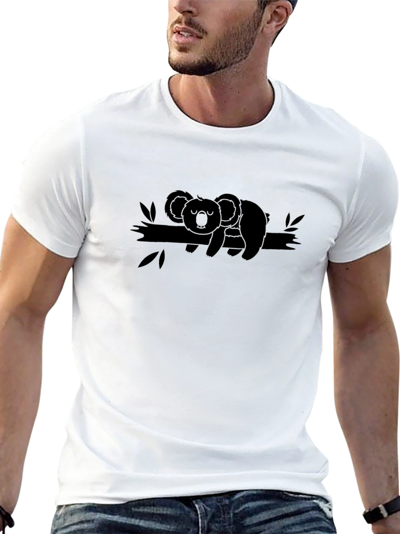 Koala on Branch Graphic Tee - Relaxed Fit Black