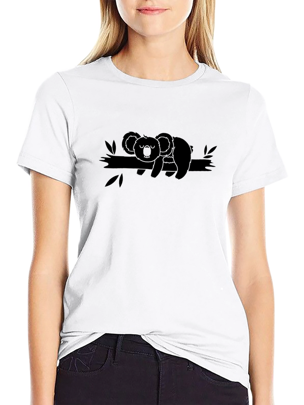 Koala on Branch Graphic Tee - Relaxed Fit Black