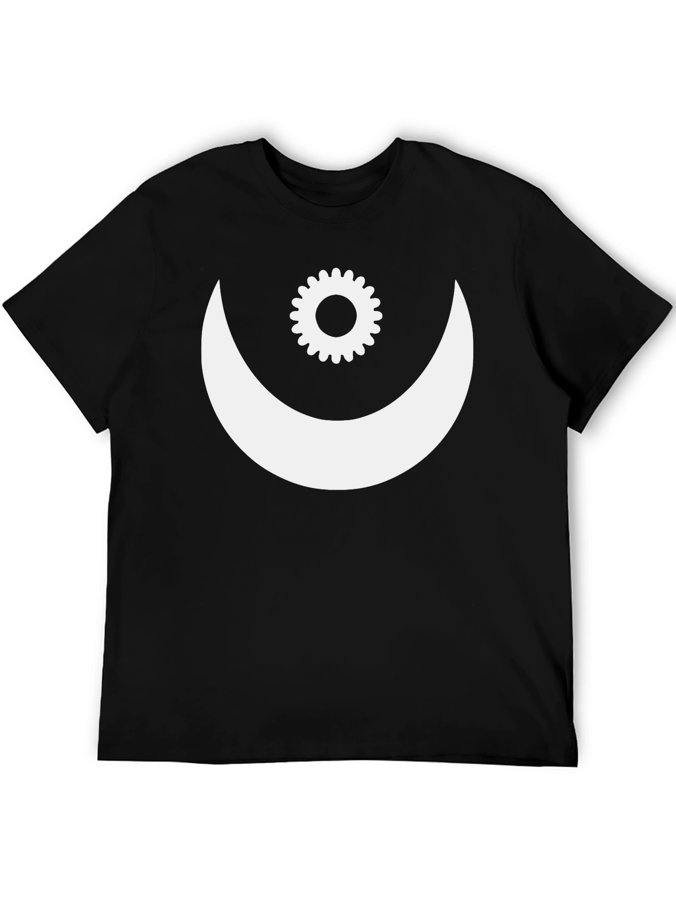 Crescent Moon & Gear Graphic Tee - Black