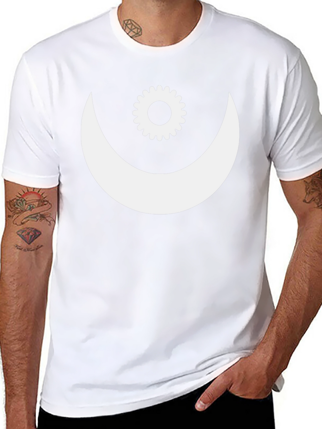 Crescent Moon & Gear Graphic Tee - Black