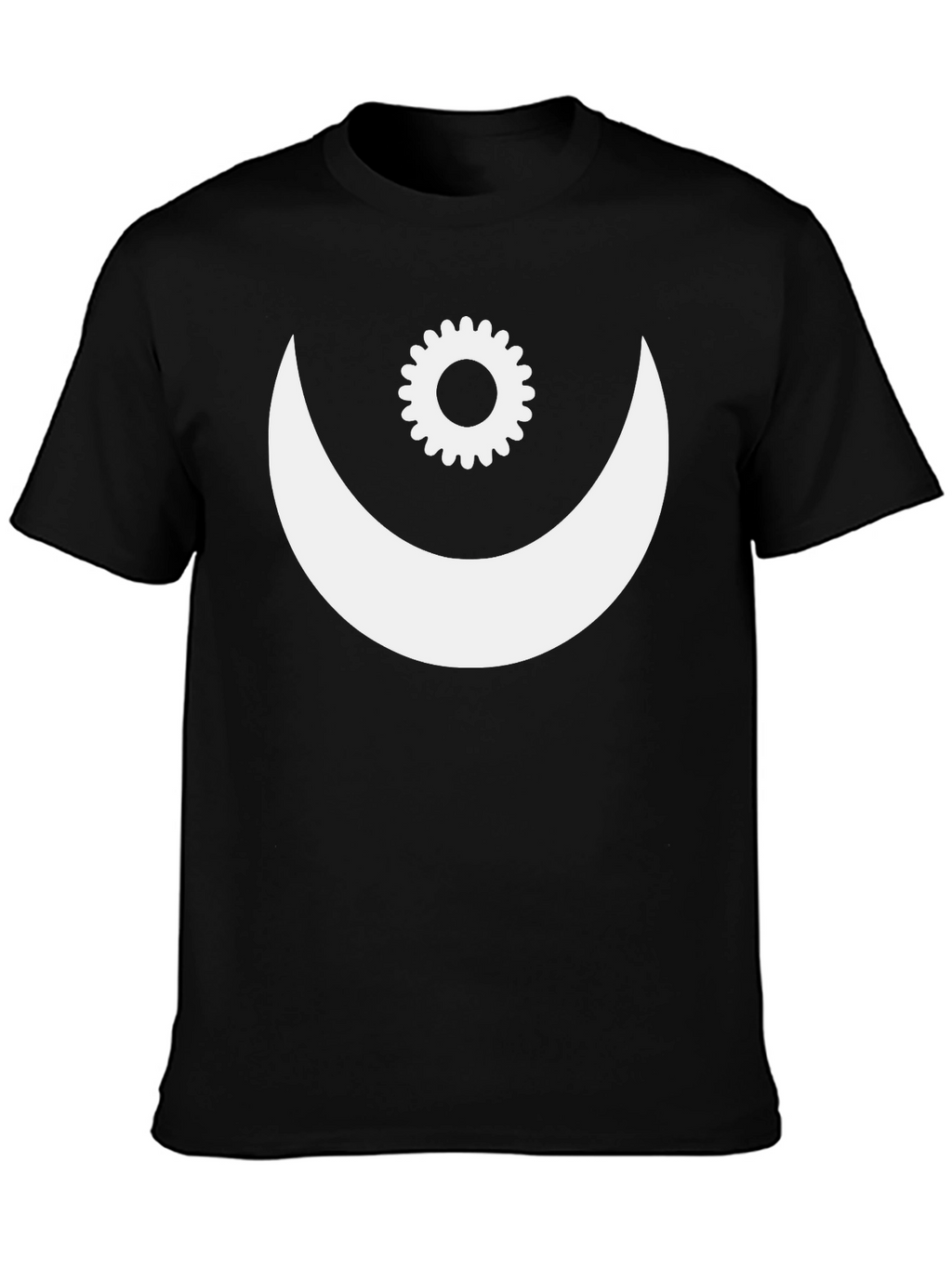 Crescent Moon & Gear Graphic Tee - Black
