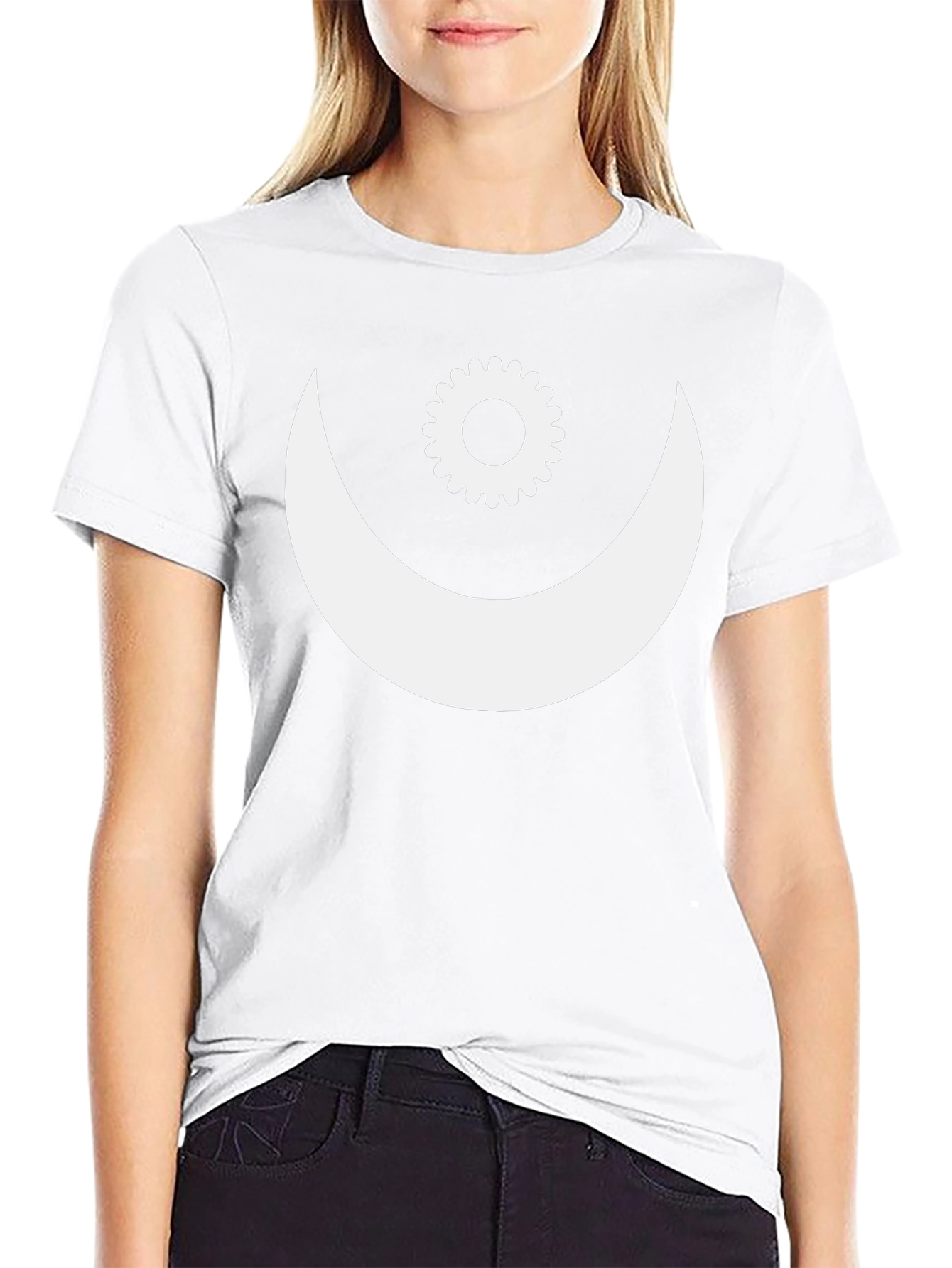 Crescent Moon & Gear Graphic Tee - Black
