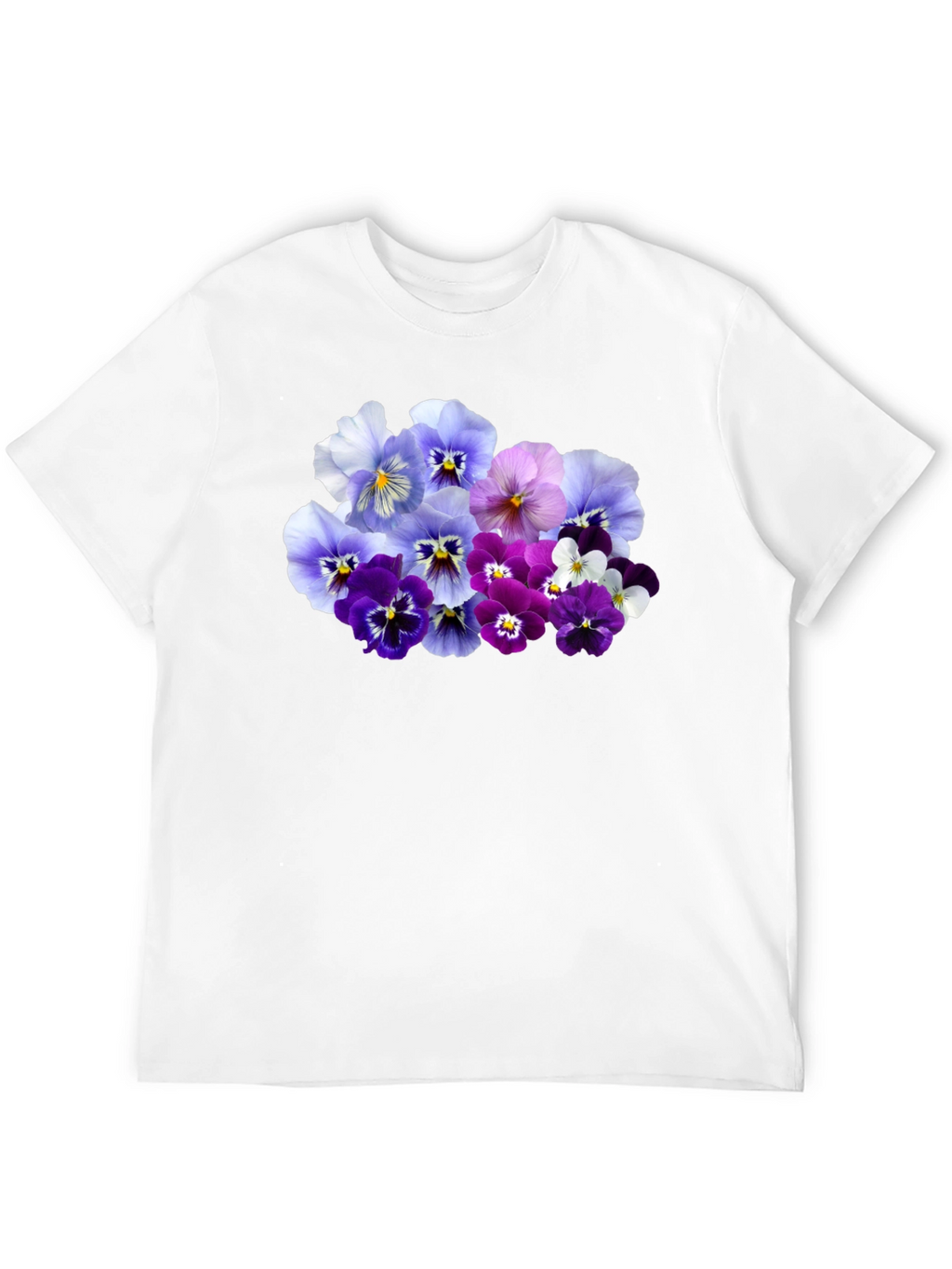 Floral Pansy Print Black T-Shirt
