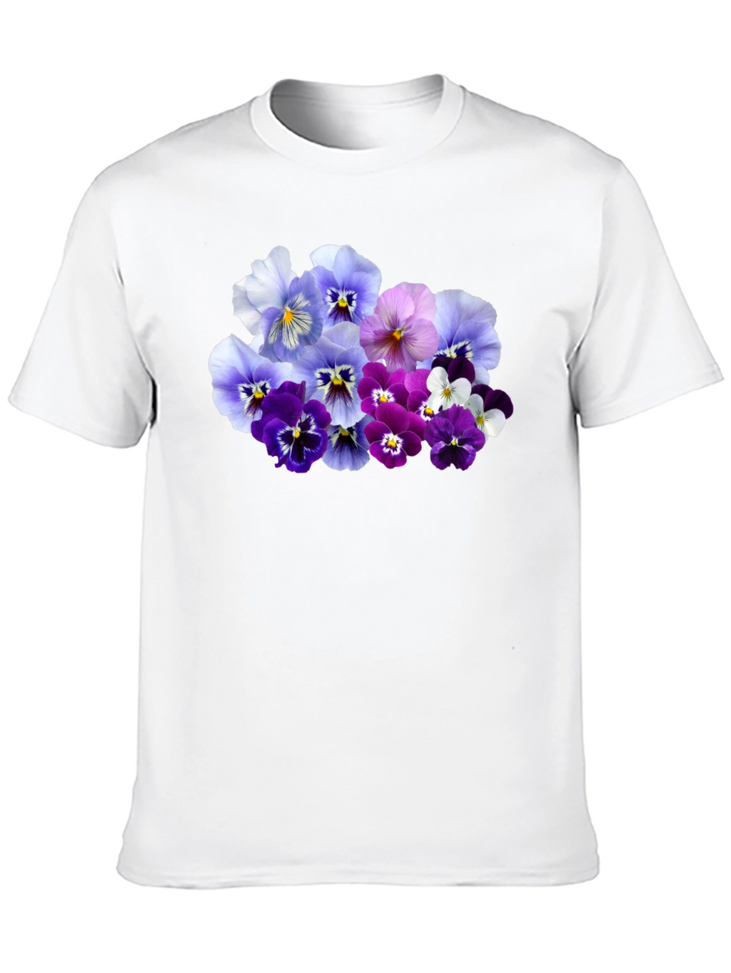 Floral Pansy Print Black T-Shirt