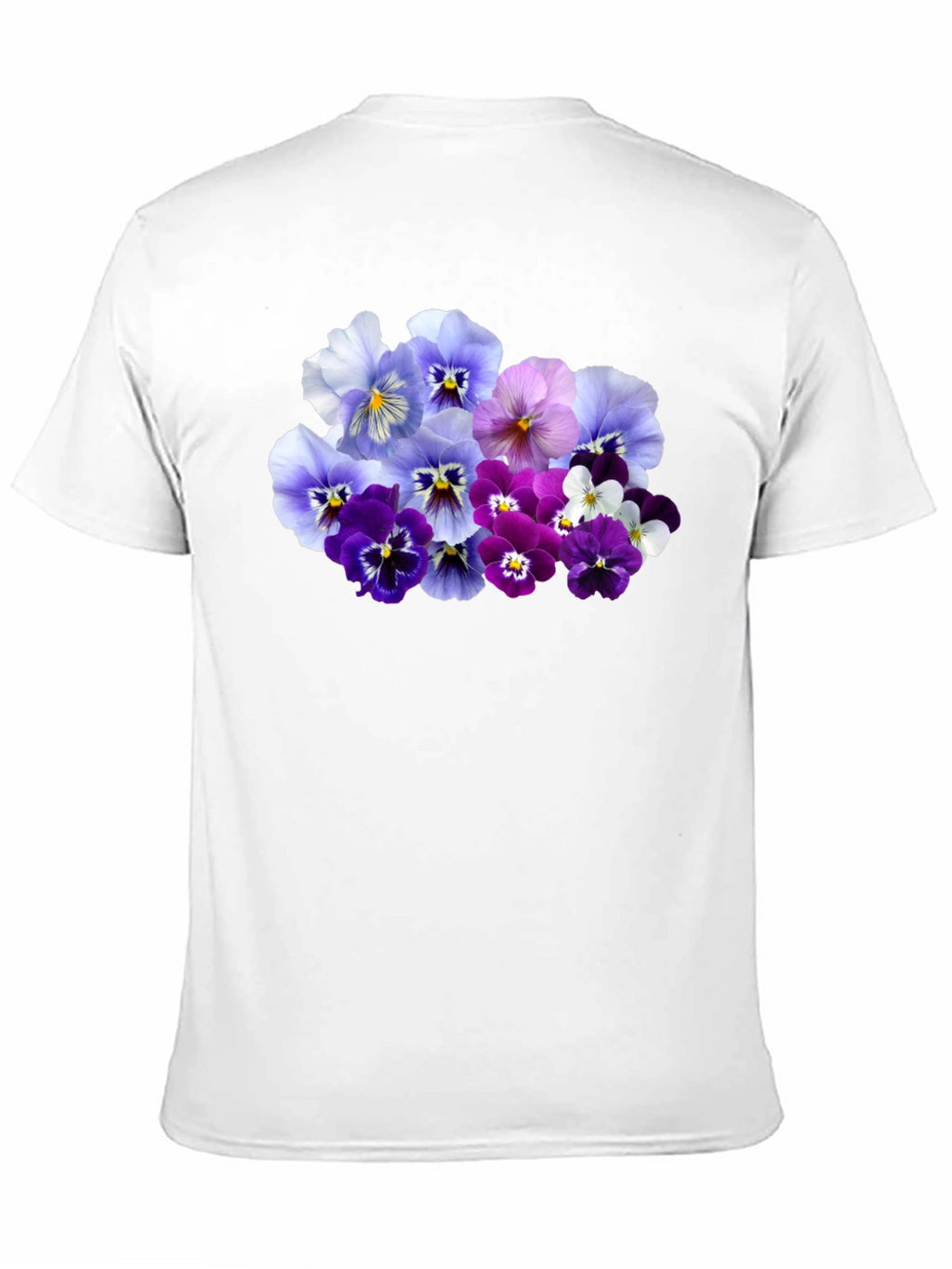 Floral Pansy Print Black T-Shirt