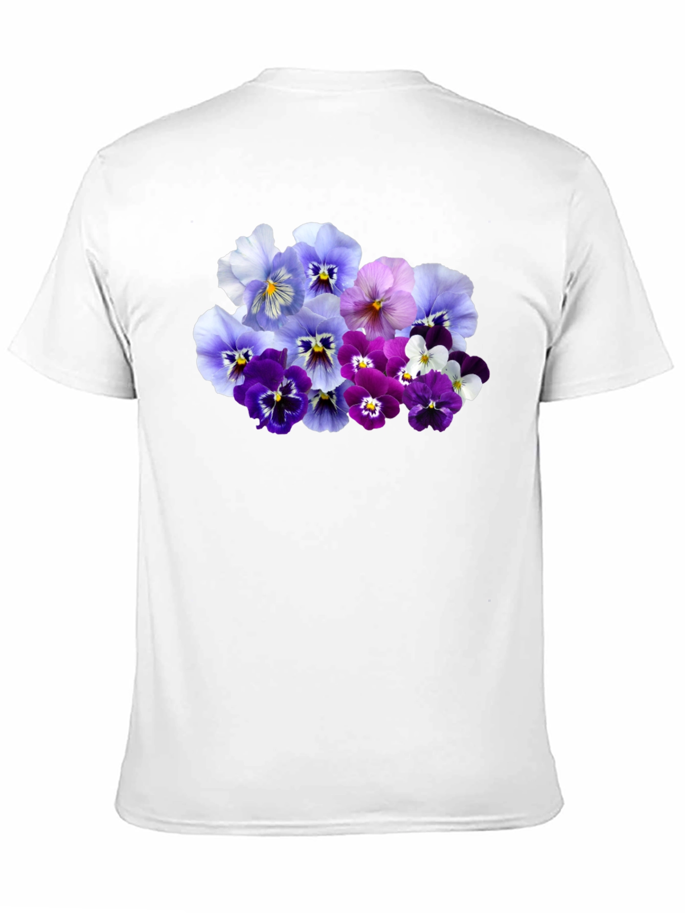 Floral Pansy Print Black T-Shirt