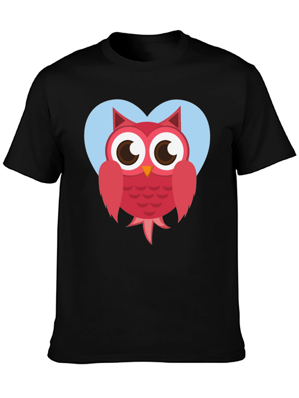 Cute Owl Heart Graphic T-Shirt - Black Cotton Tee