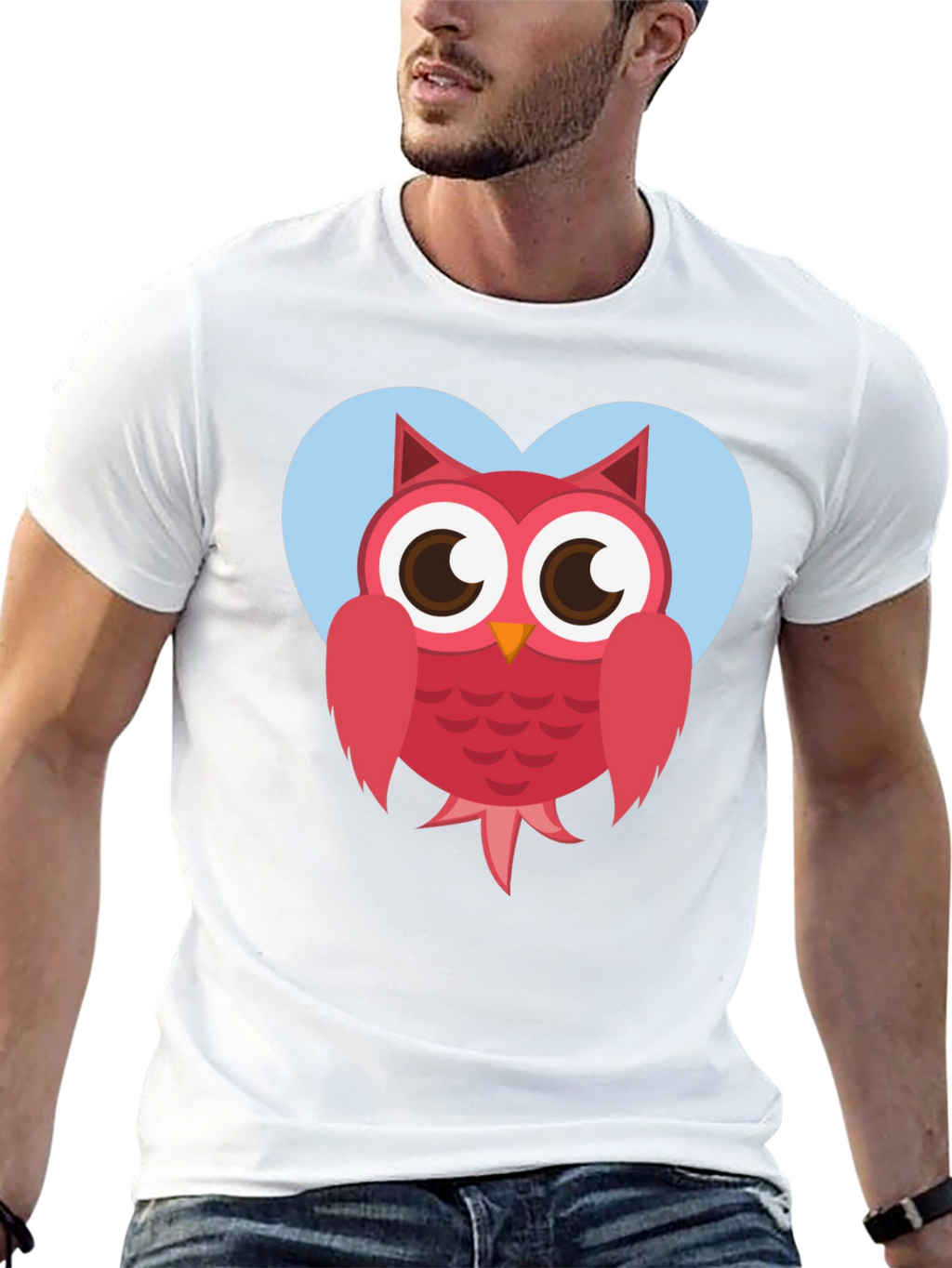 Cute Owl Heart Graphic T-Shirt - Black Cotton Tee