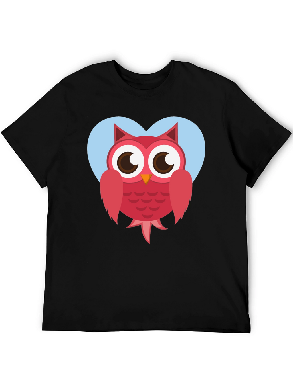 Cute Owl Heart Graphic T-Shirt - Black Cotton Tee