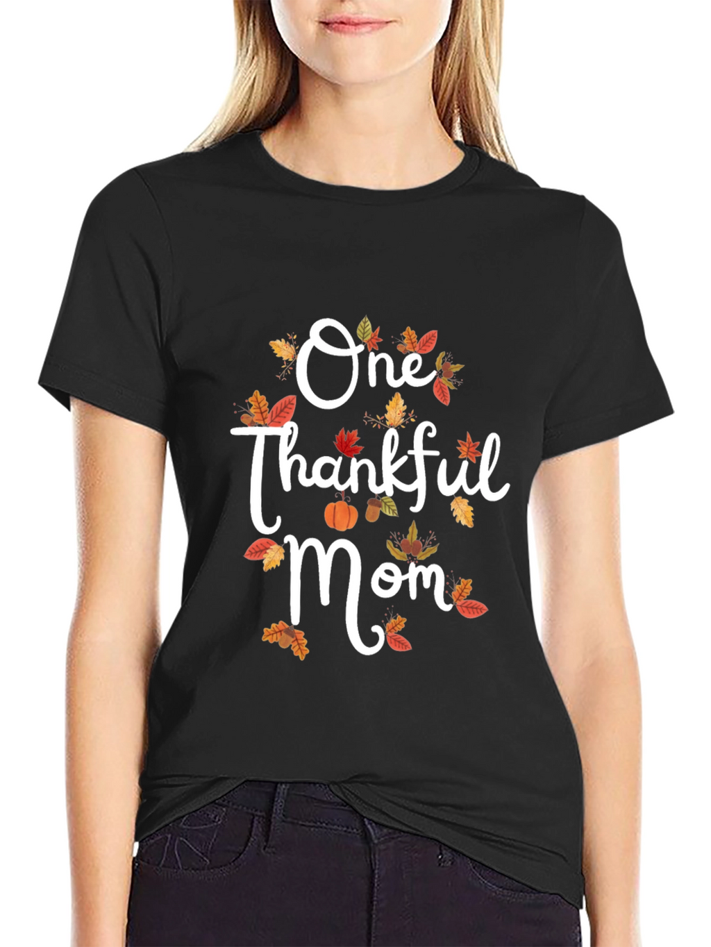 One Thankful Mom Graphic Tee Fall Thanksgiving Shirt