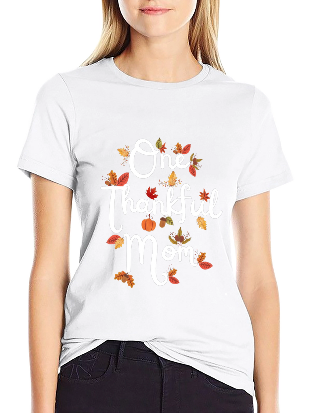 One Thankful Mom Graphic Tee Fall Thanksgiving Shirt