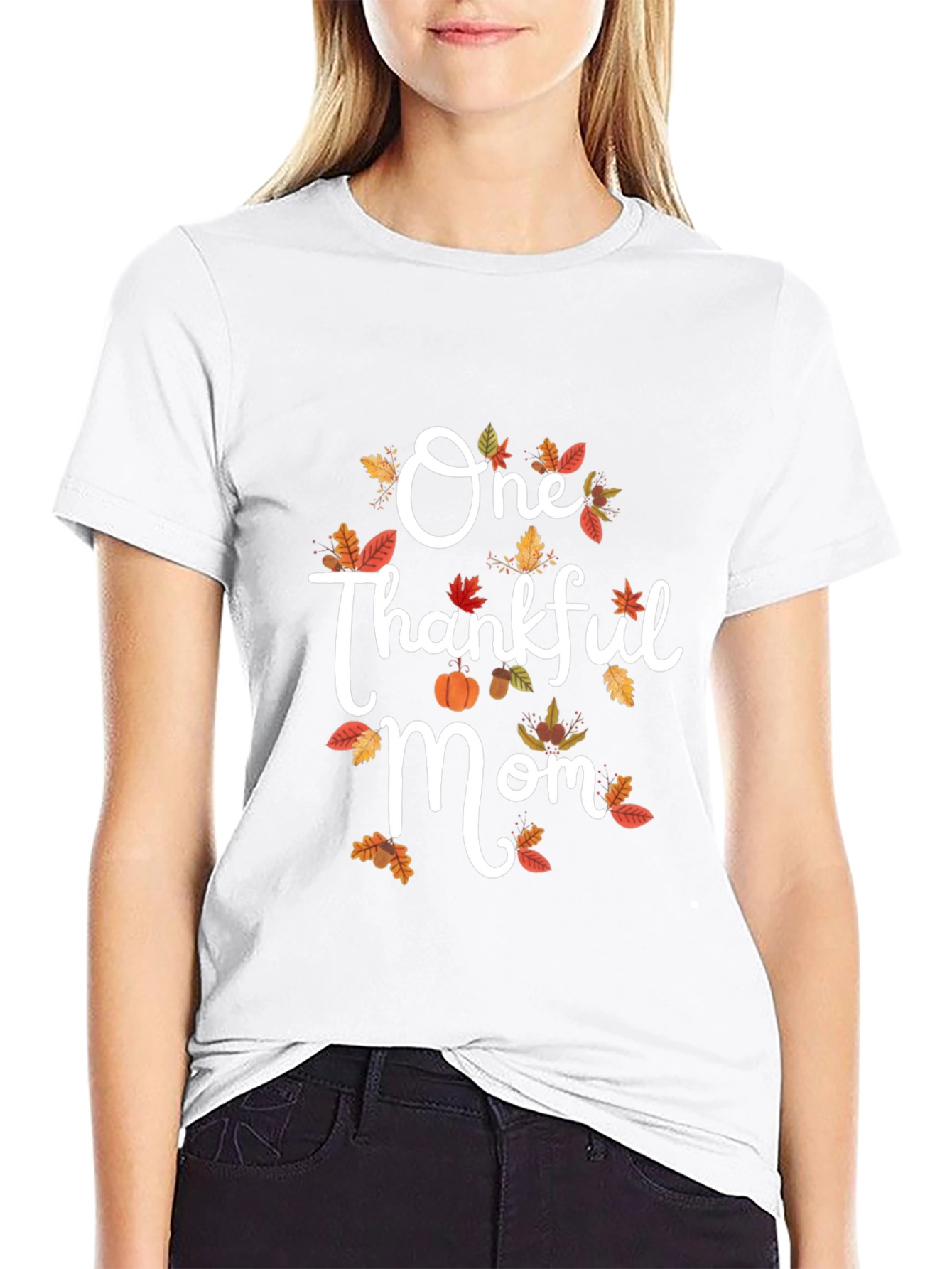 One Thankful Mom Graphic Tee Fall Thanksgiving Shirt