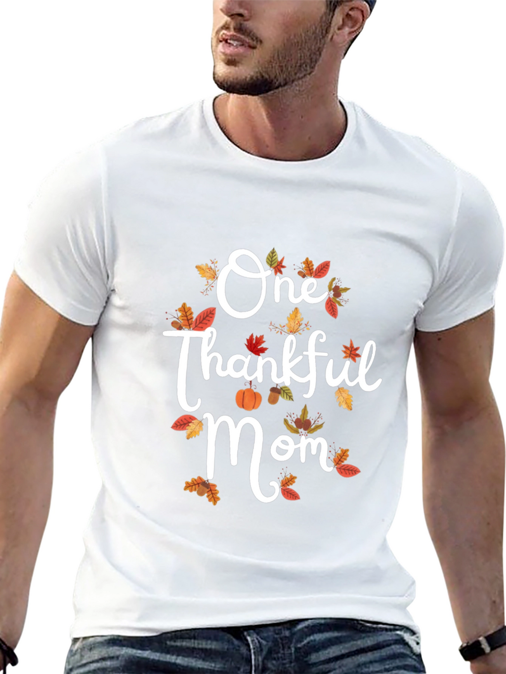 One Thankful Mom Graphic Tee Fall Thanksgiving Shirt