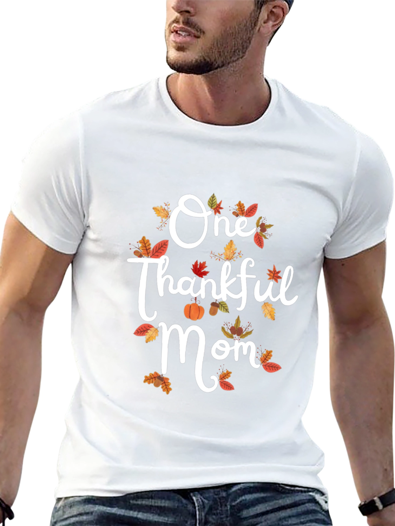 One Thankful Mom Graphic Tee Fall Thanksgiving Shirt