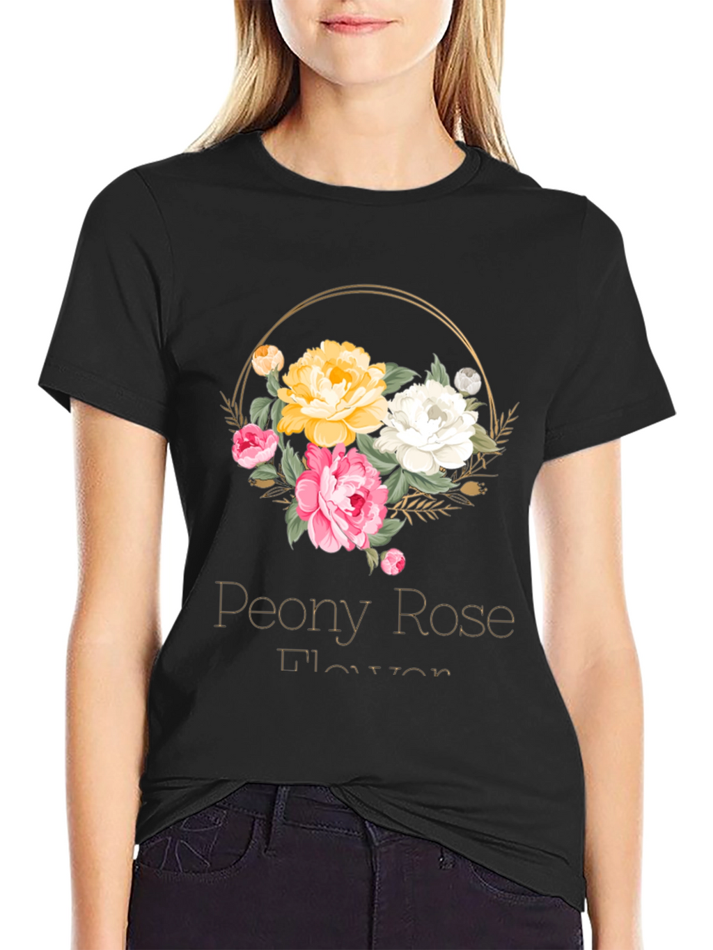 Peony Rose Flower T-Shirt Floral Graphic Tee