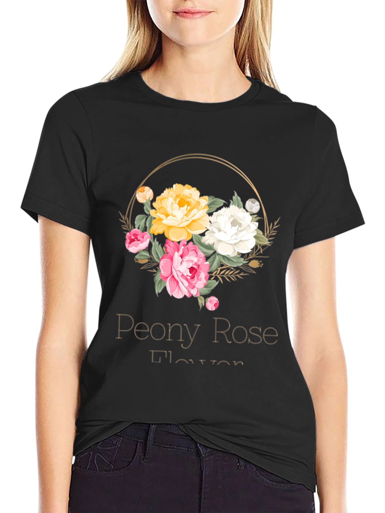 Peony Rose Flower T-Shirt Floral Graphic Tee