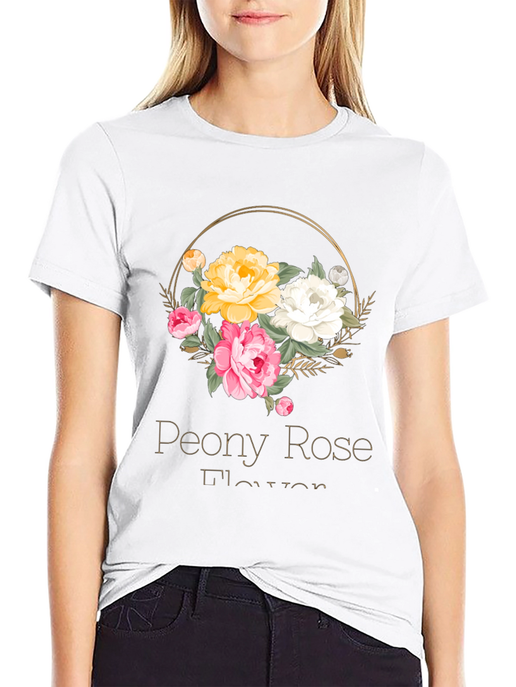 Peony Rose Flower T-Shirt Floral Graphic Tee