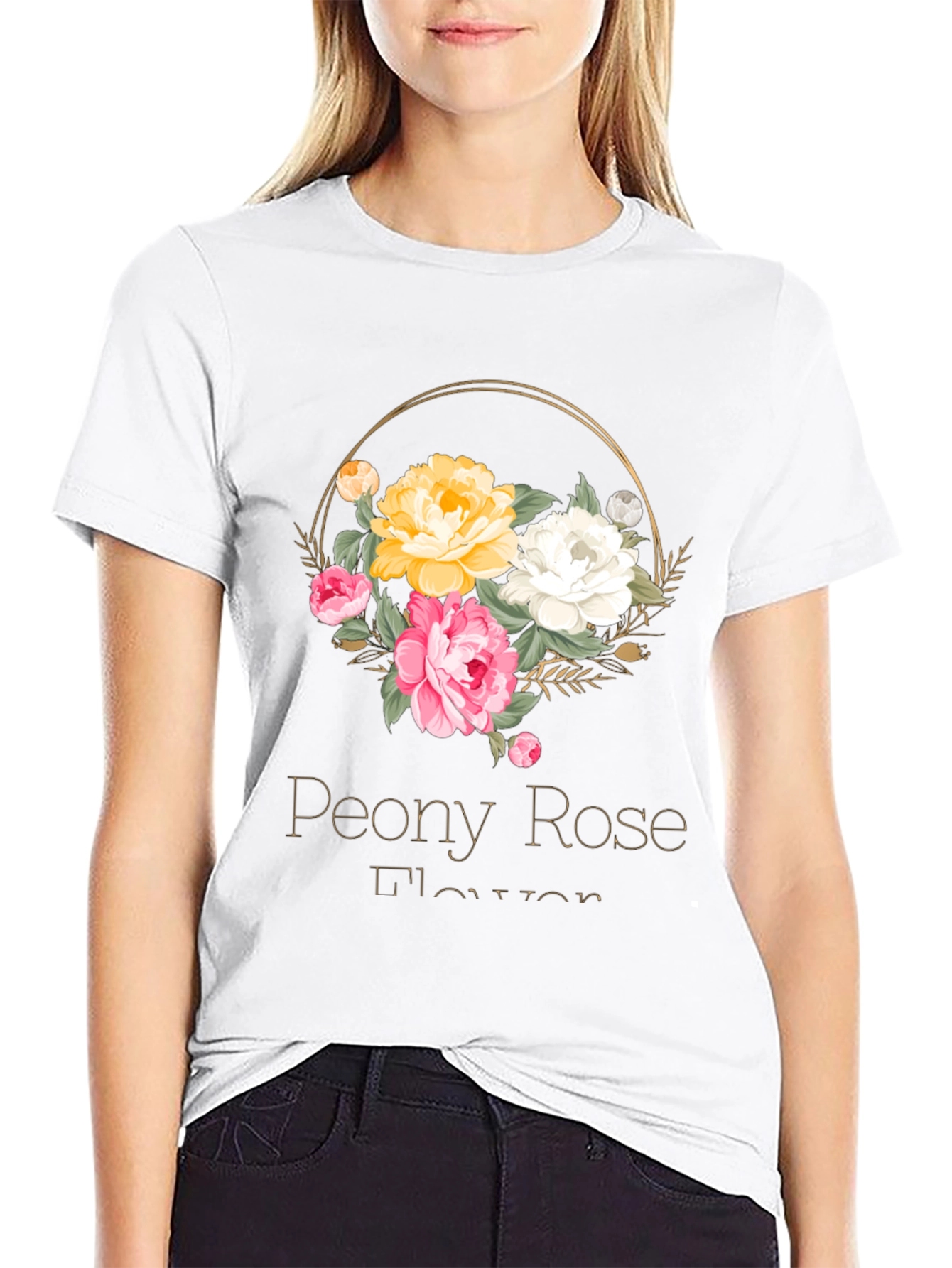 Peony Rose Flower T-Shirt Floral Graphic Tee