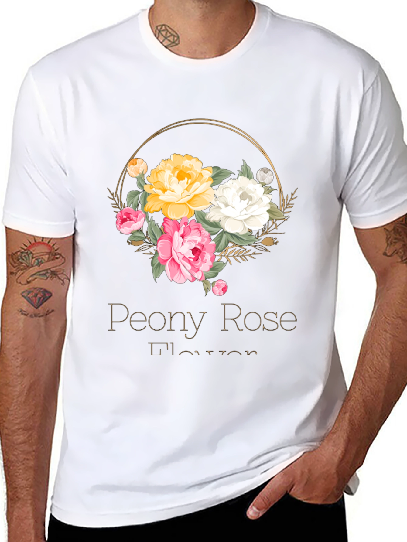 Peony Rose Flower T-Shirt Floral Graphic Tee
