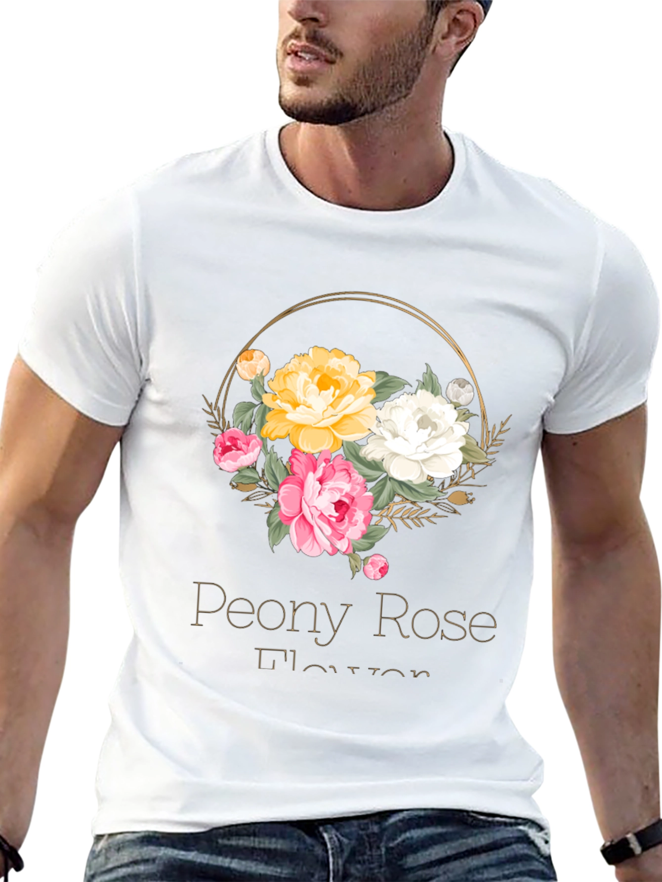Peony Rose Flower T-Shirt Floral Graphic Tee