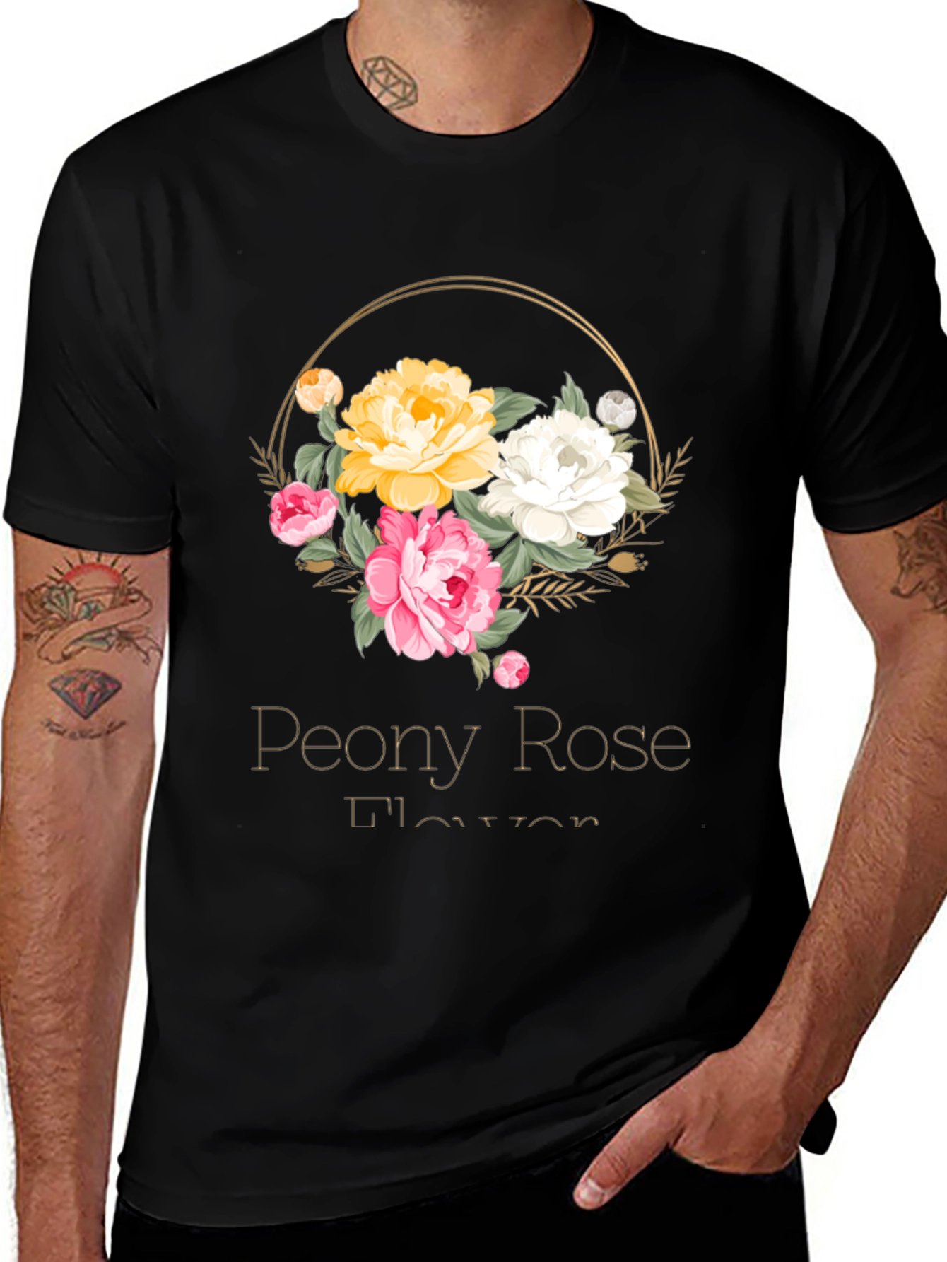 Peony Rose Flower T-Shirt Floral Graphic Tee
