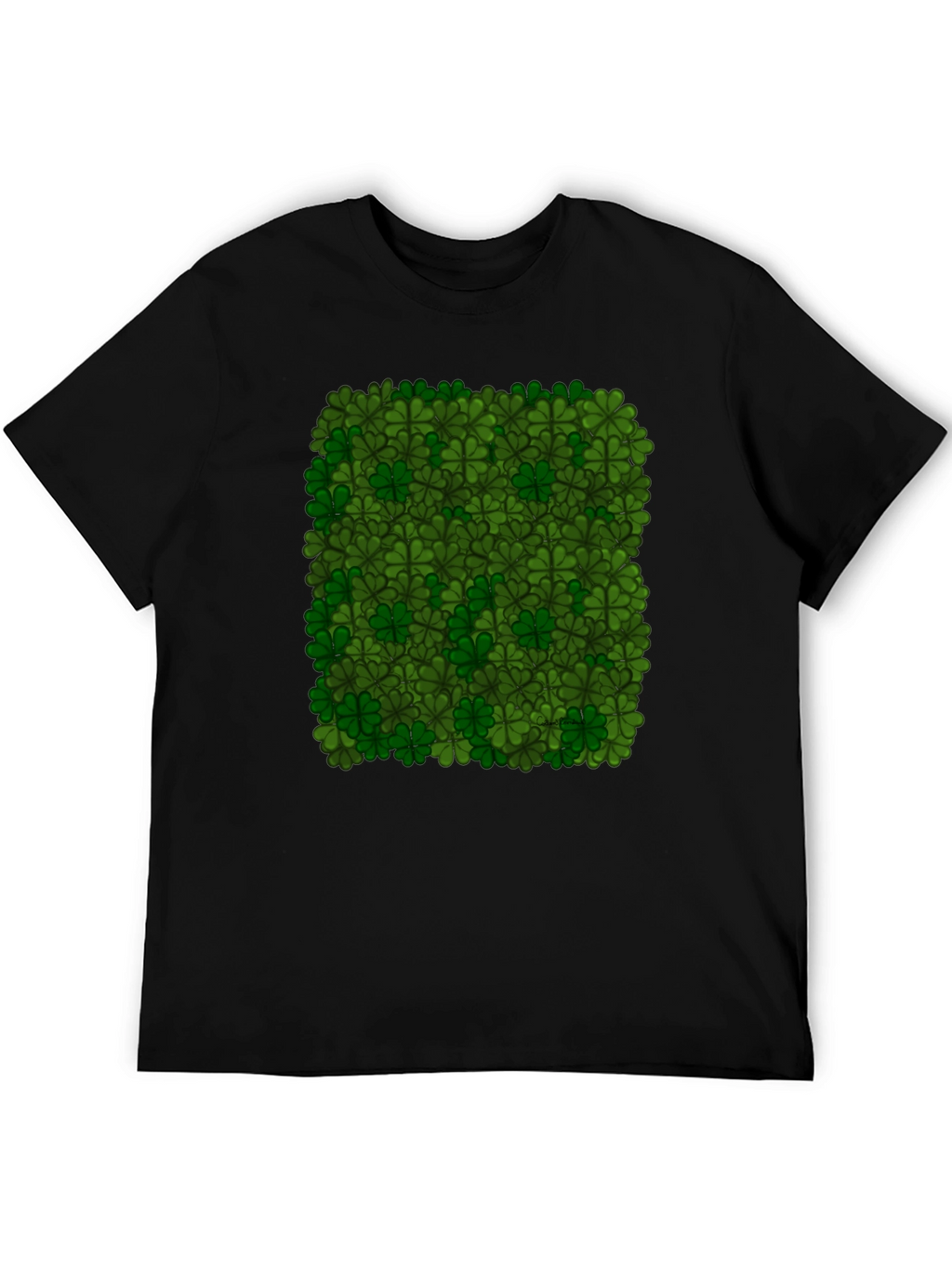 Lucky Clover Pattern Black T-Shirt
