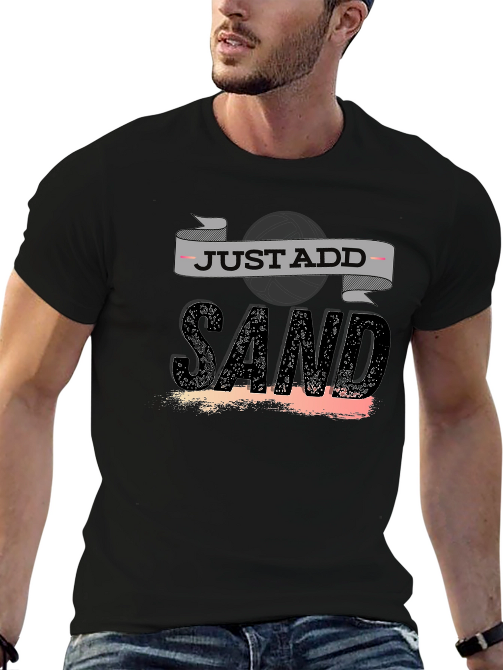 Just Add Sand Black T-Shirt - Beach Lover Apparel