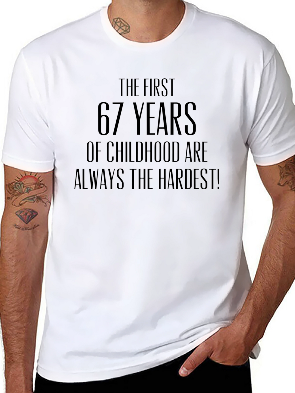 Funny 67th Birthday T-Shirt: Hardest Childhood