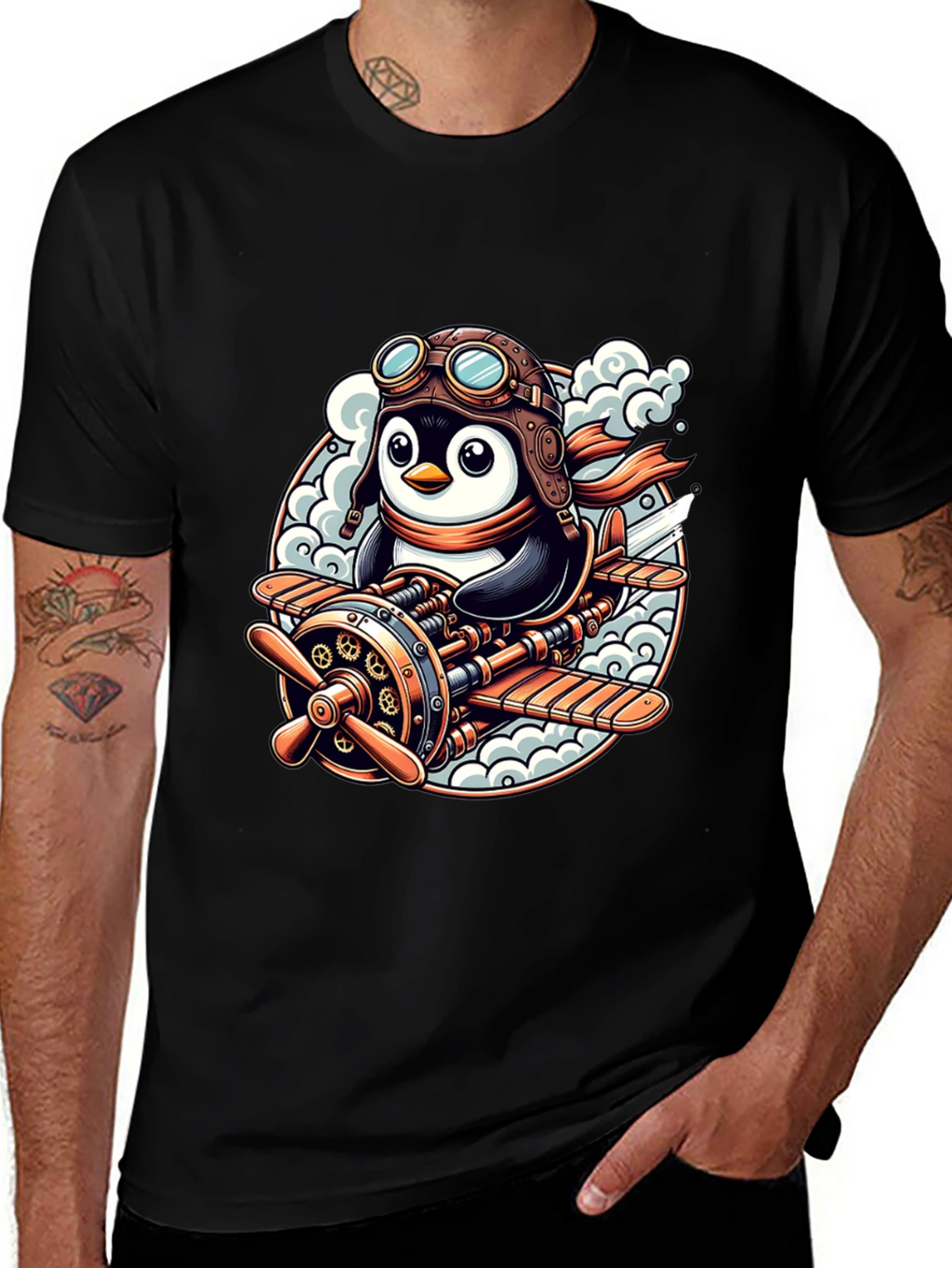 Steampunk Penguin Aviator T-Shirt