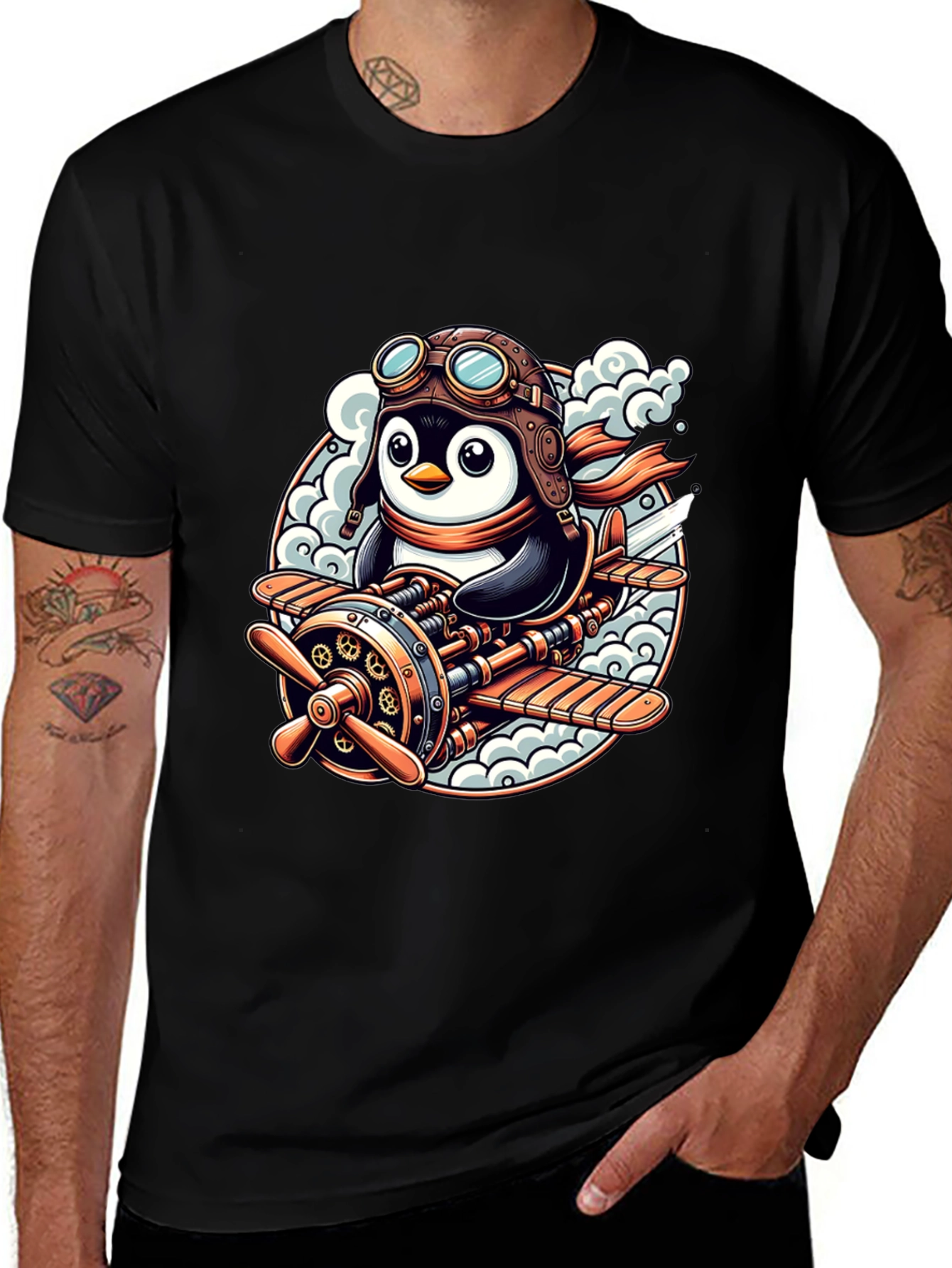 Steampunk Penguin Aviator T-Shirt