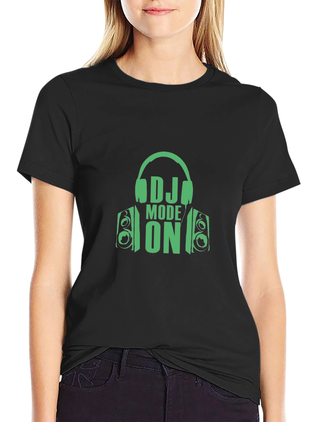 DJ Mode On Graphic Tee - Black Cotton T-Shirt