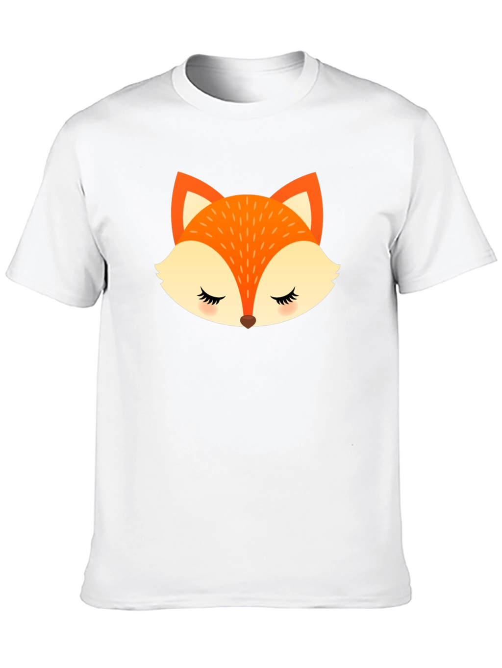 Cute Fox Face Graphic Black T-Shirt
