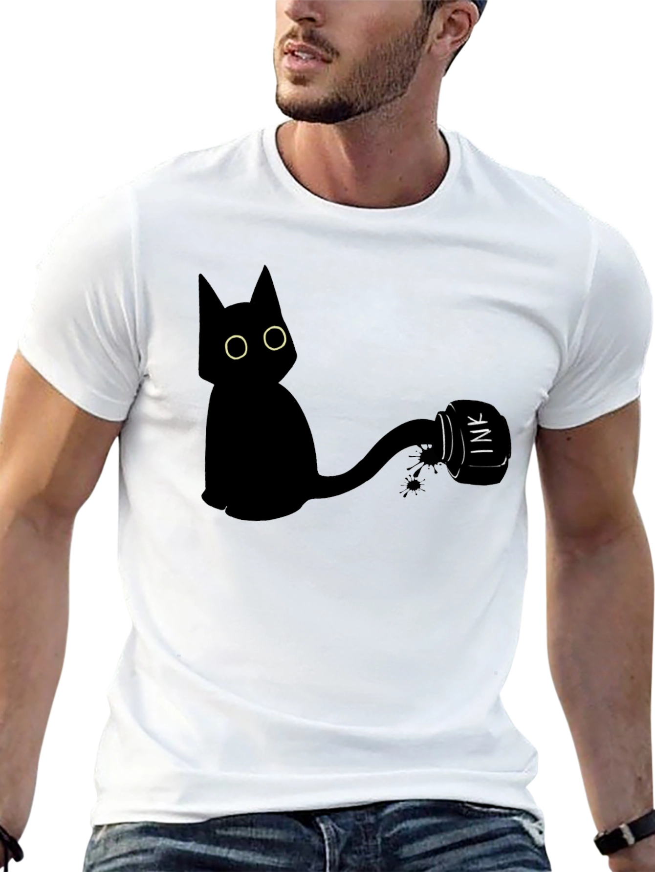 Black Cat Ink T-Shirt - Quirky Graphic Tee