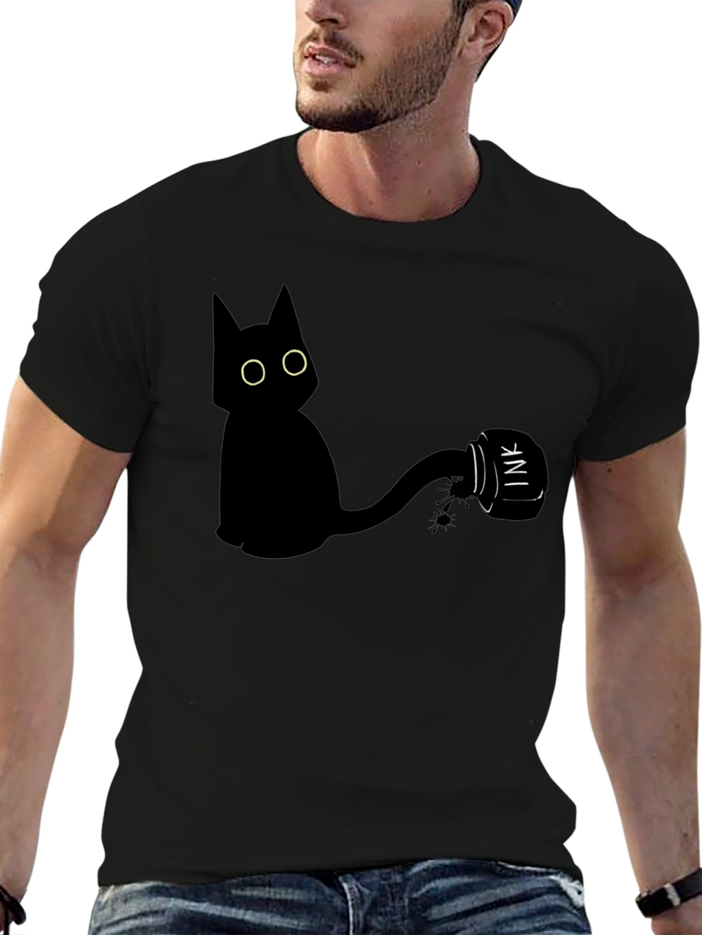 Black Cat Ink T-Shirt - Quirky Graphic Tee