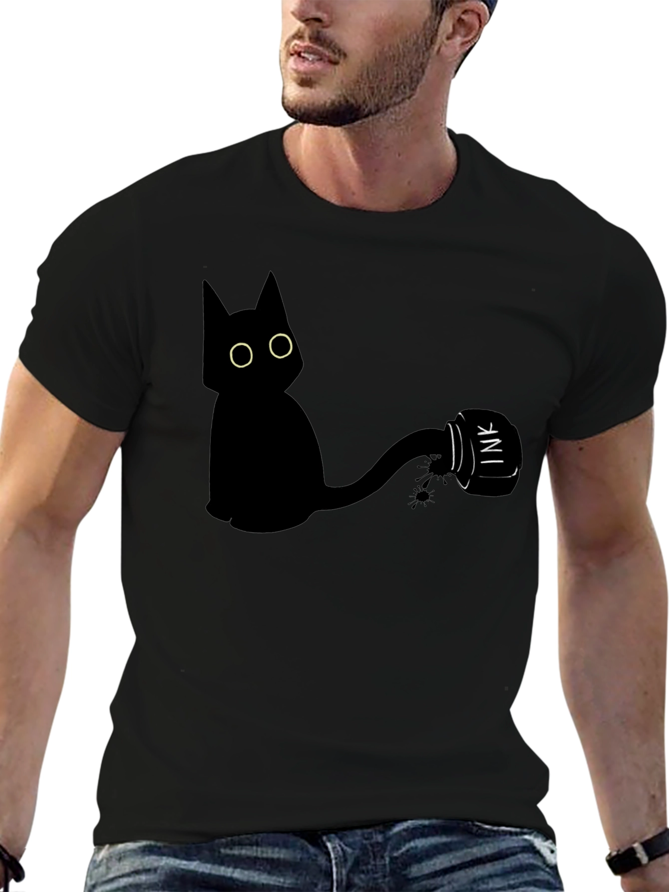 Black Cat Ink T-Shirt - Quirky Graphic Tee