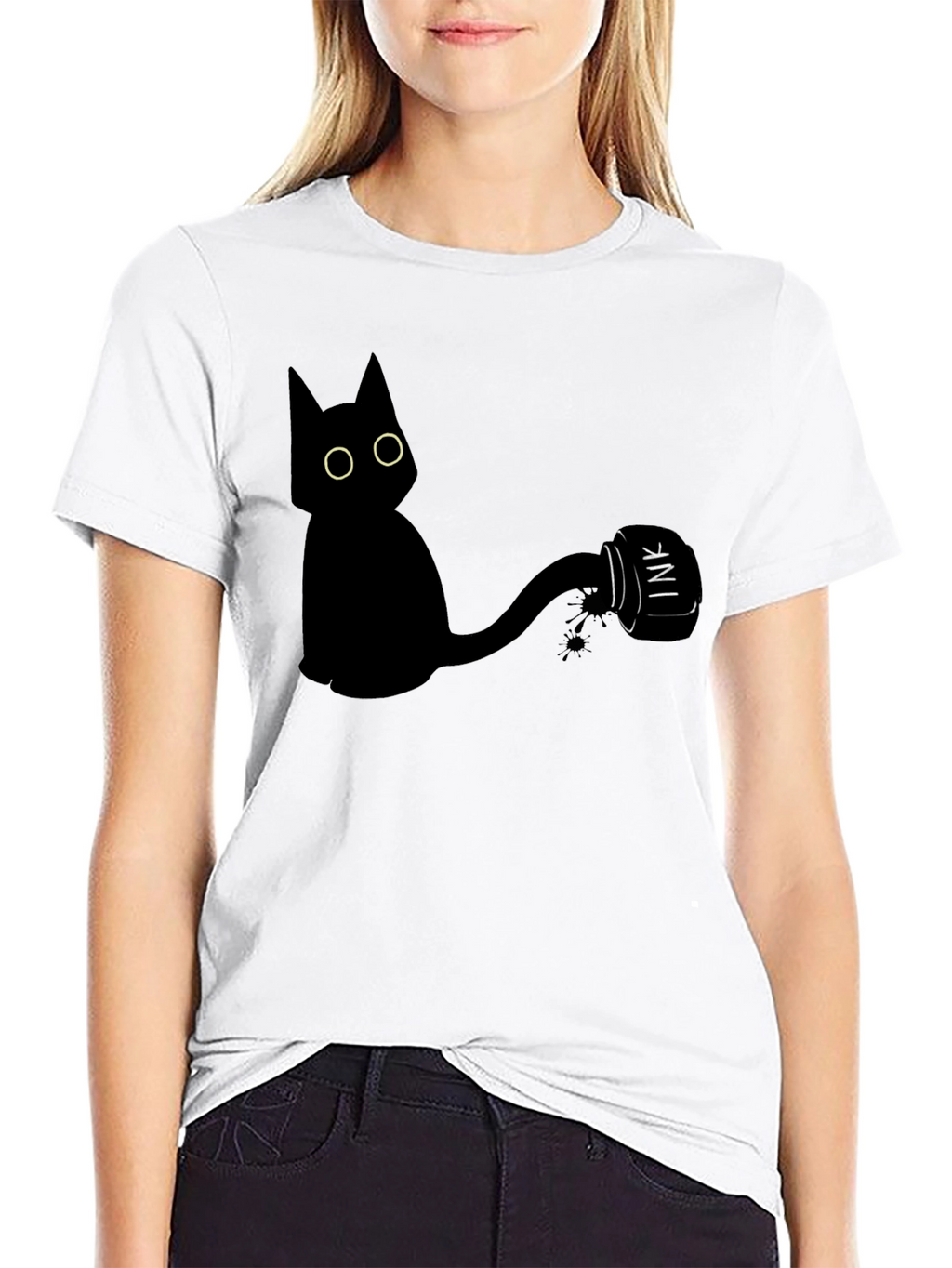 Black Cat Ink T-Shirt - Quirky Graphic Tee