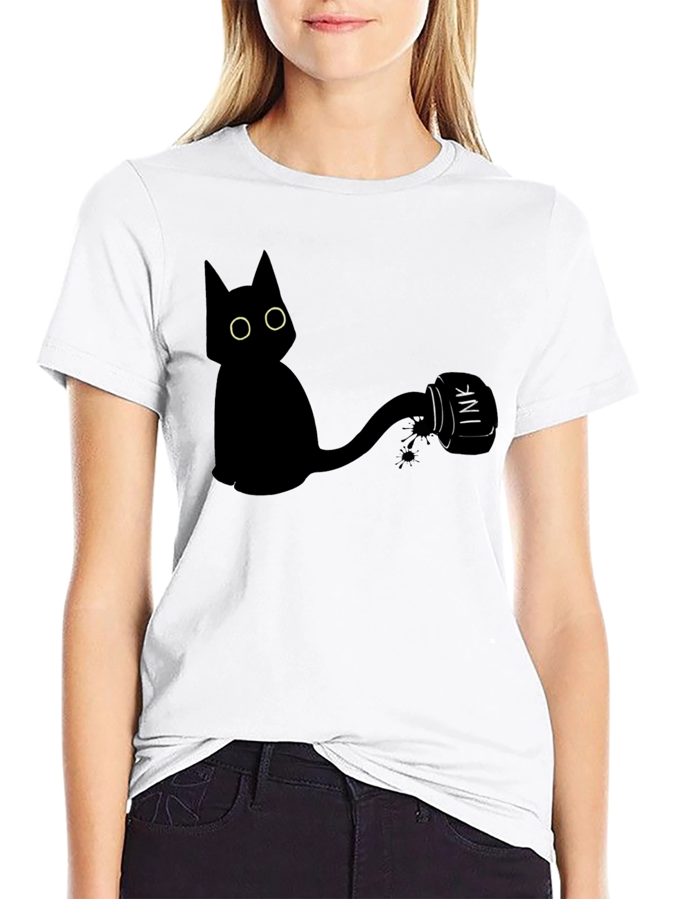 Black Cat Ink T-Shirt - Quirky Graphic Tee