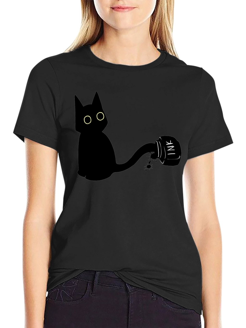 Black Cat Ink T-Shirt - Quirky Graphic Tee