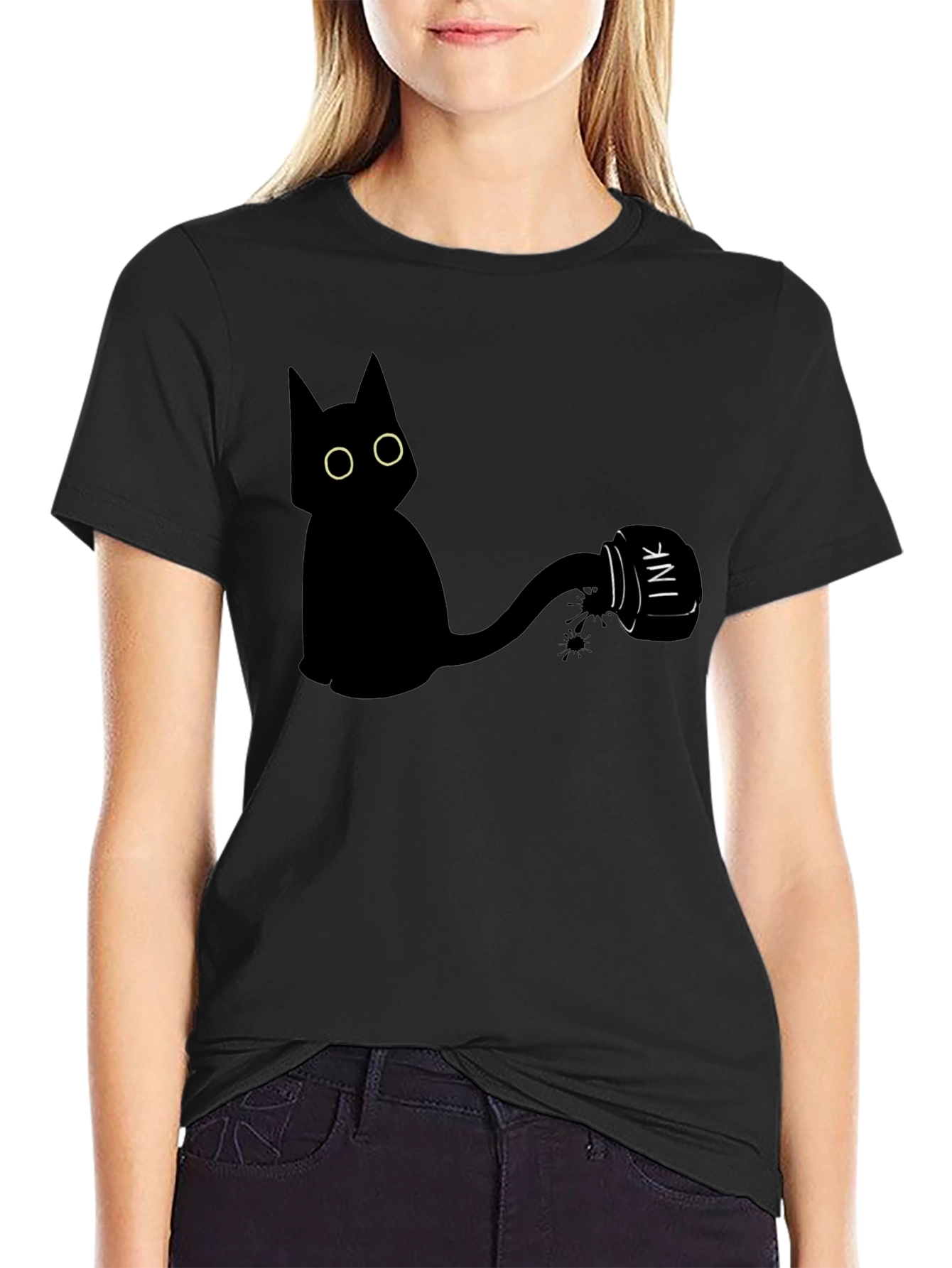 Black Cat Ink T-Shirt - Quirky Graphic Tee