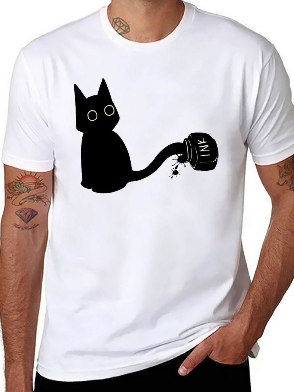 Black Cat Ink T-Shirt - Quirky Graphic Tee