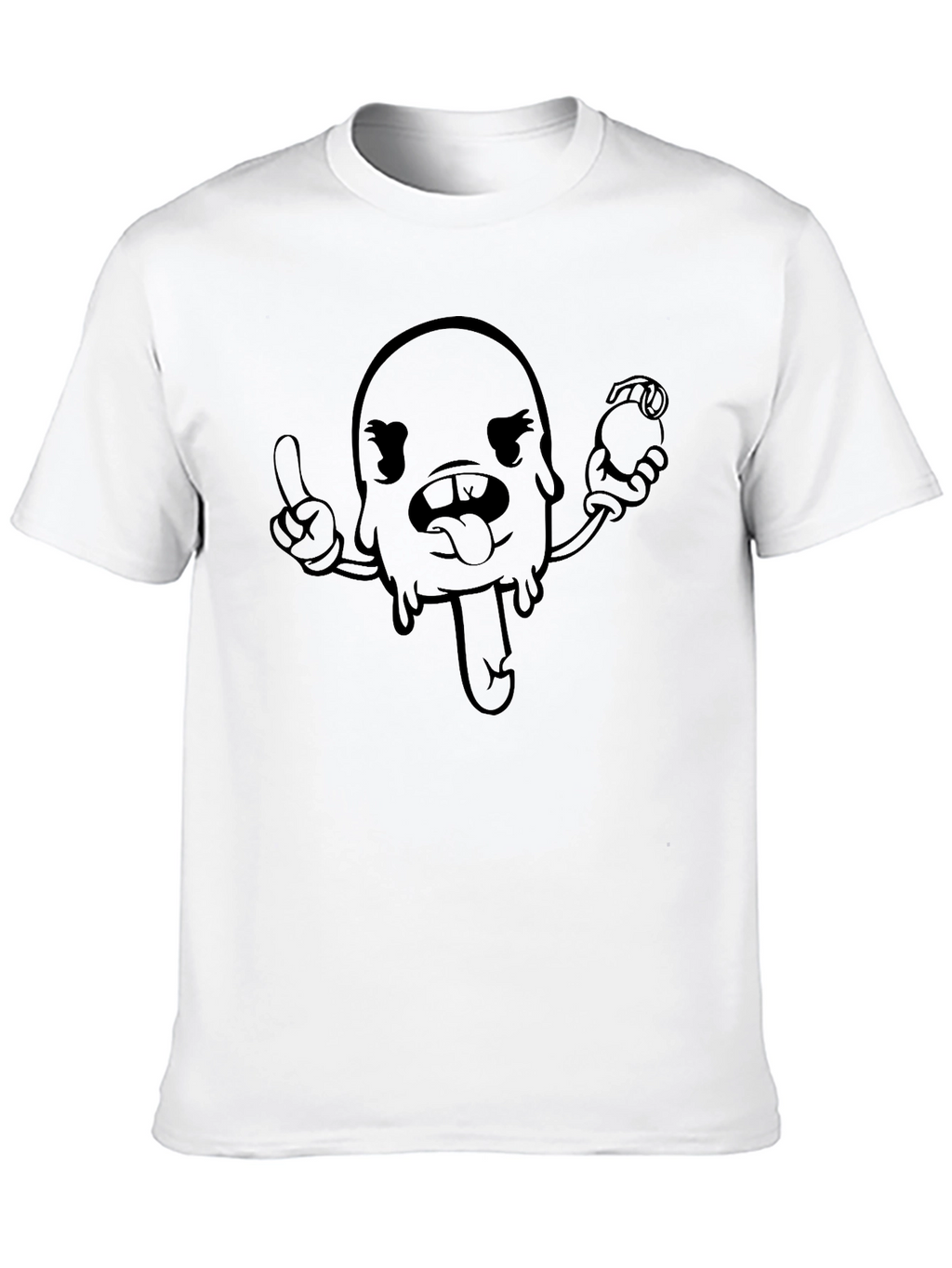Cartoon Character Graphic Tee - Black