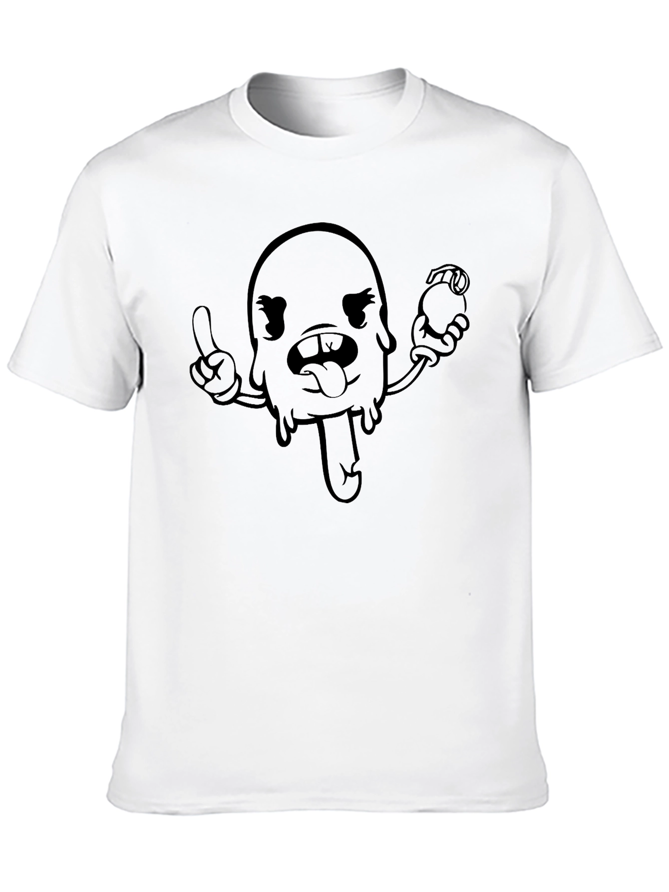 Cartoon Character Graphic Tee - Black