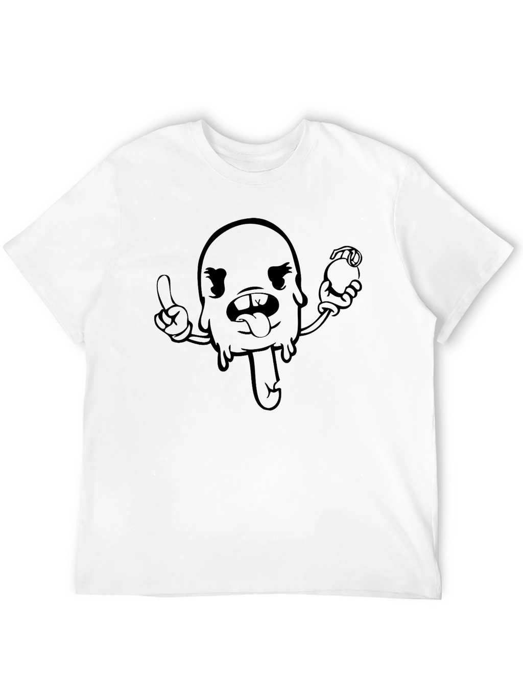 Cartoon Character Graphic Tee - Black