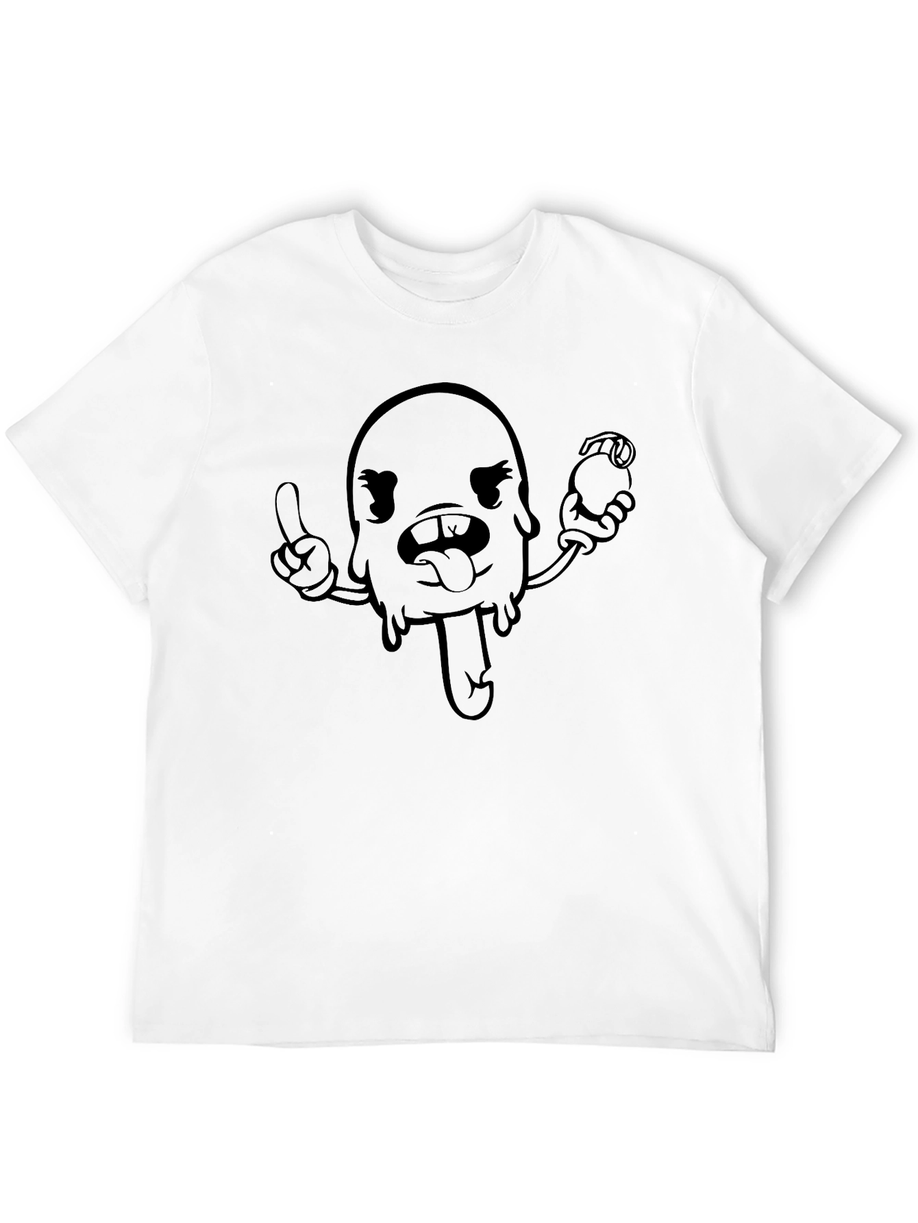 Cartoon Character Graphic Tee - Black