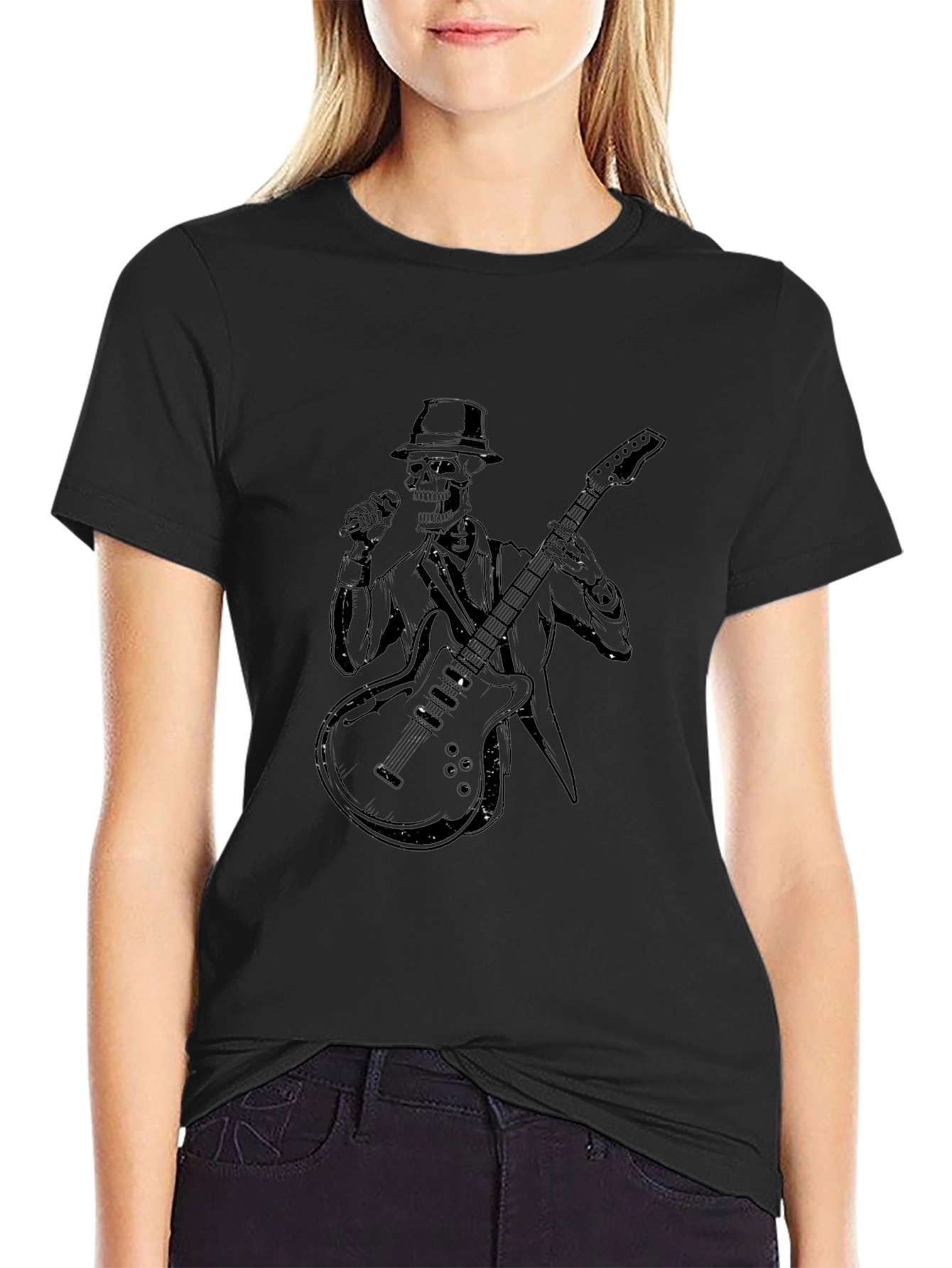 Skeleton Guitarist Graphic Black T-Shirt