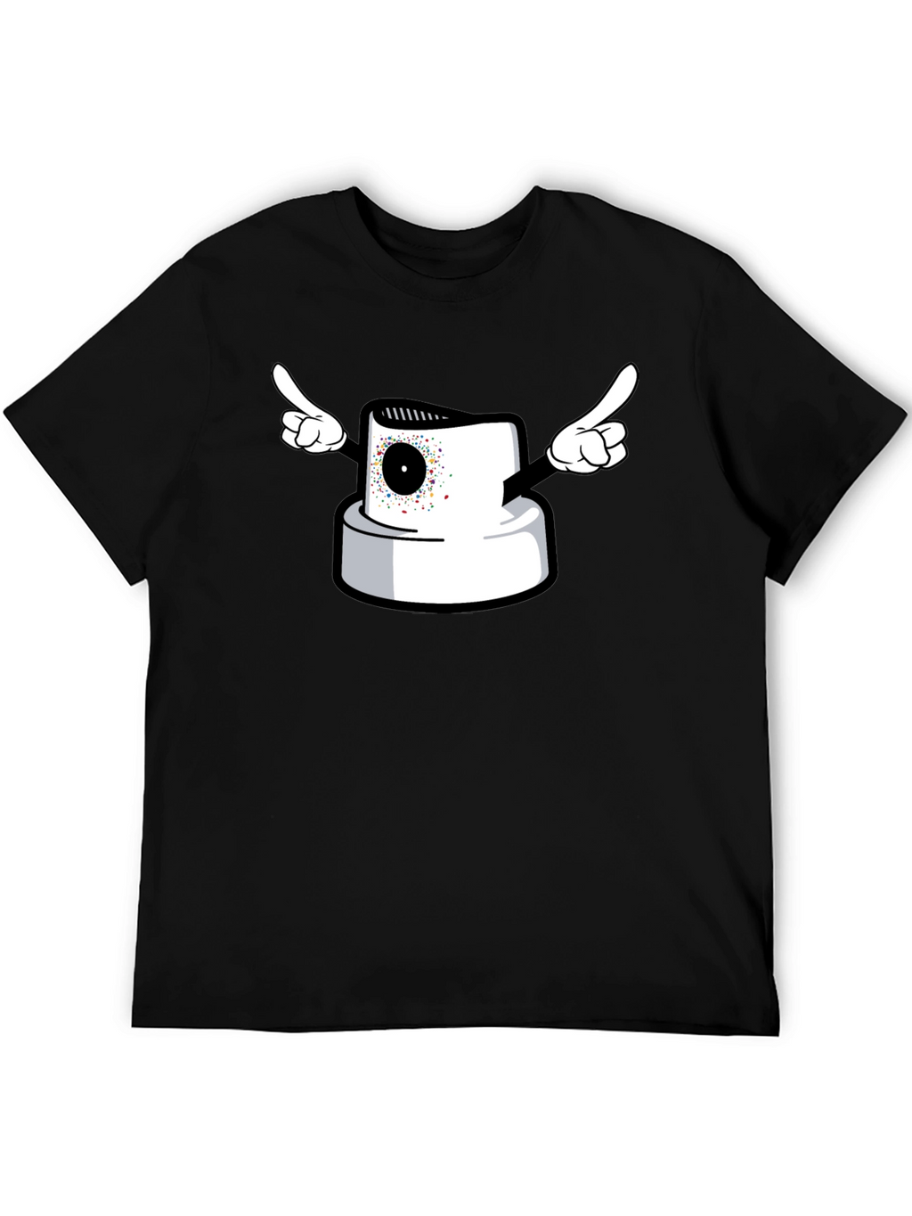 Spray Paint Cap Cartoon Graphic T-Shirt